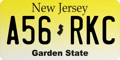 NJ license plate A56RKC