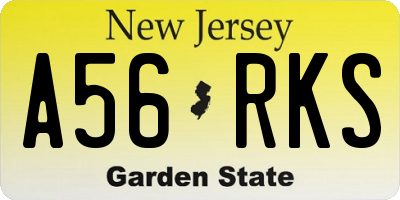 NJ license plate A56RKS