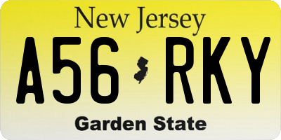 NJ license plate A56RKY