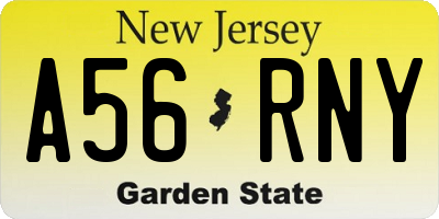 NJ license plate A56RNY