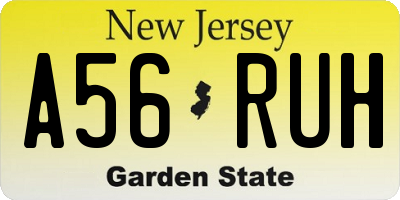 NJ license plate A56RUH