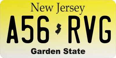 NJ license plate A56RVG