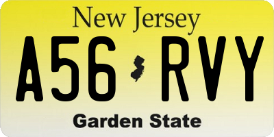 NJ license plate A56RVY