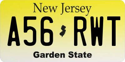 NJ license plate A56RWT