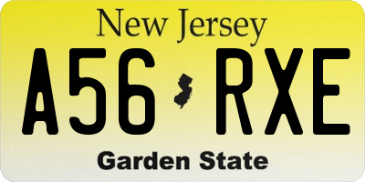 NJ license plate A56RXE