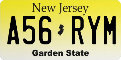 NJ license plate A56RYM