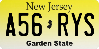 NJ license plate A56RYS