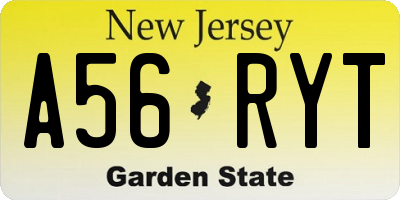 NJ license plate A56RYT