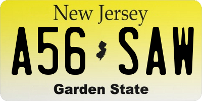 NJ license plate A56SAW