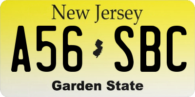 NJ license plate A56SBC