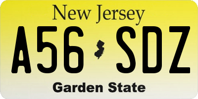 NJ license plate A56SDZ