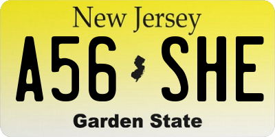 NJ license plate A56SHE