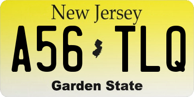 NJ license plate A56TLQ