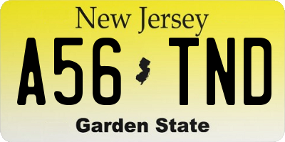 NJ license plate A56TND