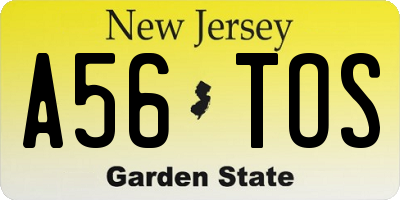 NJ license plate A56TOS