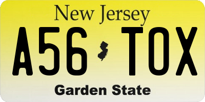 NJ license plate A56TOX