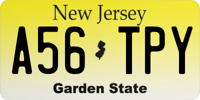 NJ license plate A56TPY