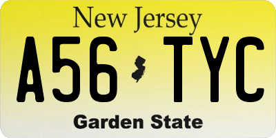 NJ license plate A56TYC