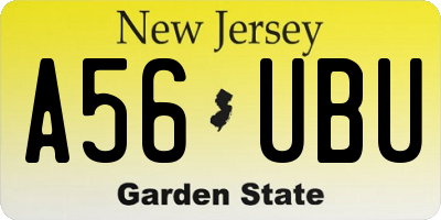 NJ license plate A56UBU
