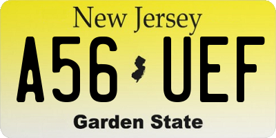 NJ license plate A56UEF