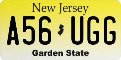 NJ license plate A56UGG