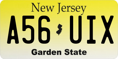 NJ license plate A56UIX
