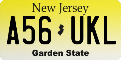 NJ license plate A56UKL