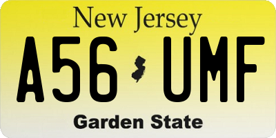 NJ license plate A56UMF
