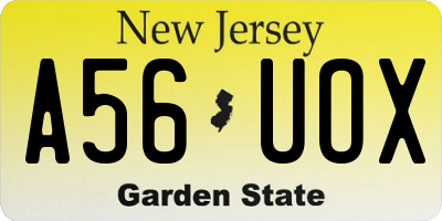 NJ license plate A56UOX