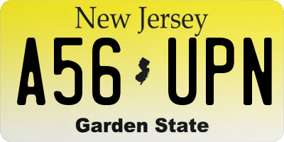 NJ license plate A56UPN