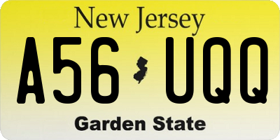 NJ license plate A56UQQ
