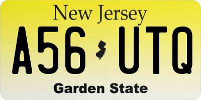 NJ license plate A56UTQ