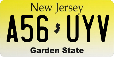 NJ license plate A56UYV