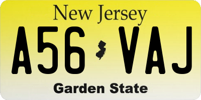 NJ license plate A56VAJ