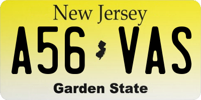NJ license plate A56VAS
