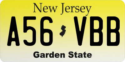 NJ license plate A56VBB