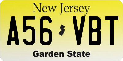 NJ license plate A56VBT