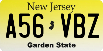 NJ license plate A56VBZ