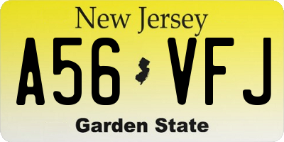 NJ license plate A56VFJ