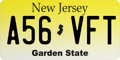 NJ license plate A56VFT