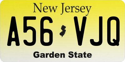 NJ license plate A56VJQ