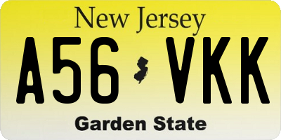 NJ license plate A56VKK