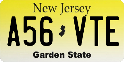 NJ license plate A56VTE