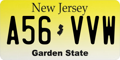 NJ license plate A56VVW