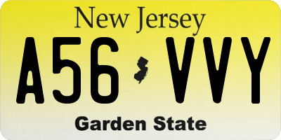 NJ license plate A56VVY