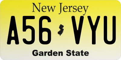 NJ license plate A56VYU