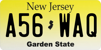 NJ license plate A56WAQ