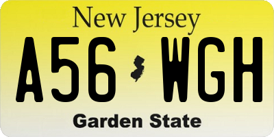NJ license plate A56WGH