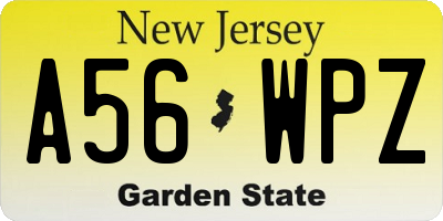 NJ license plate A56WPZ