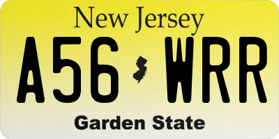 NJ license plate A56WRR